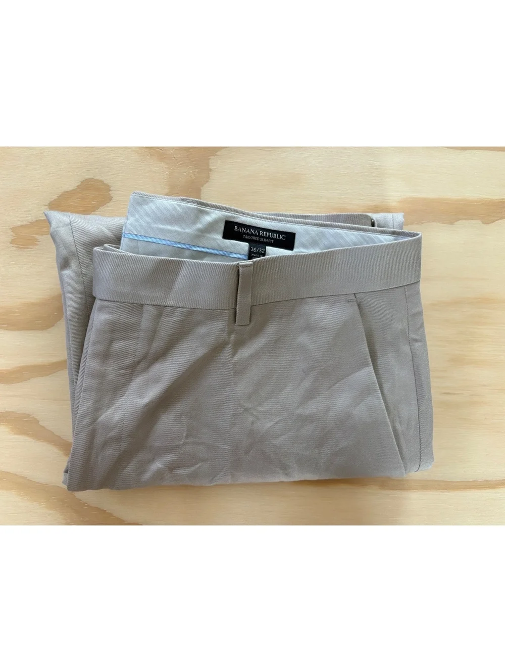 Banana Republic Tailored Slim Fit Khaki Pants 36x32 Cotton Linen Blend